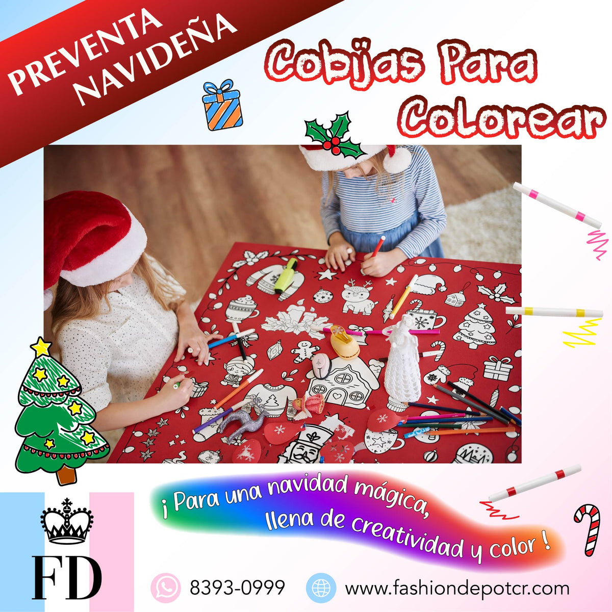 Cobija para Colorear Navideña