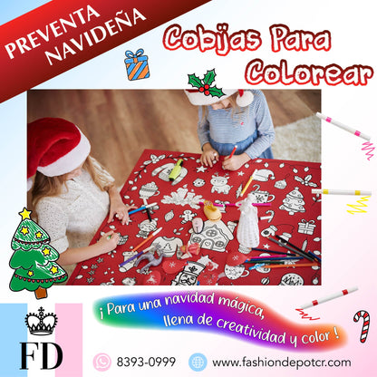 Cobija para Colorear Navideña