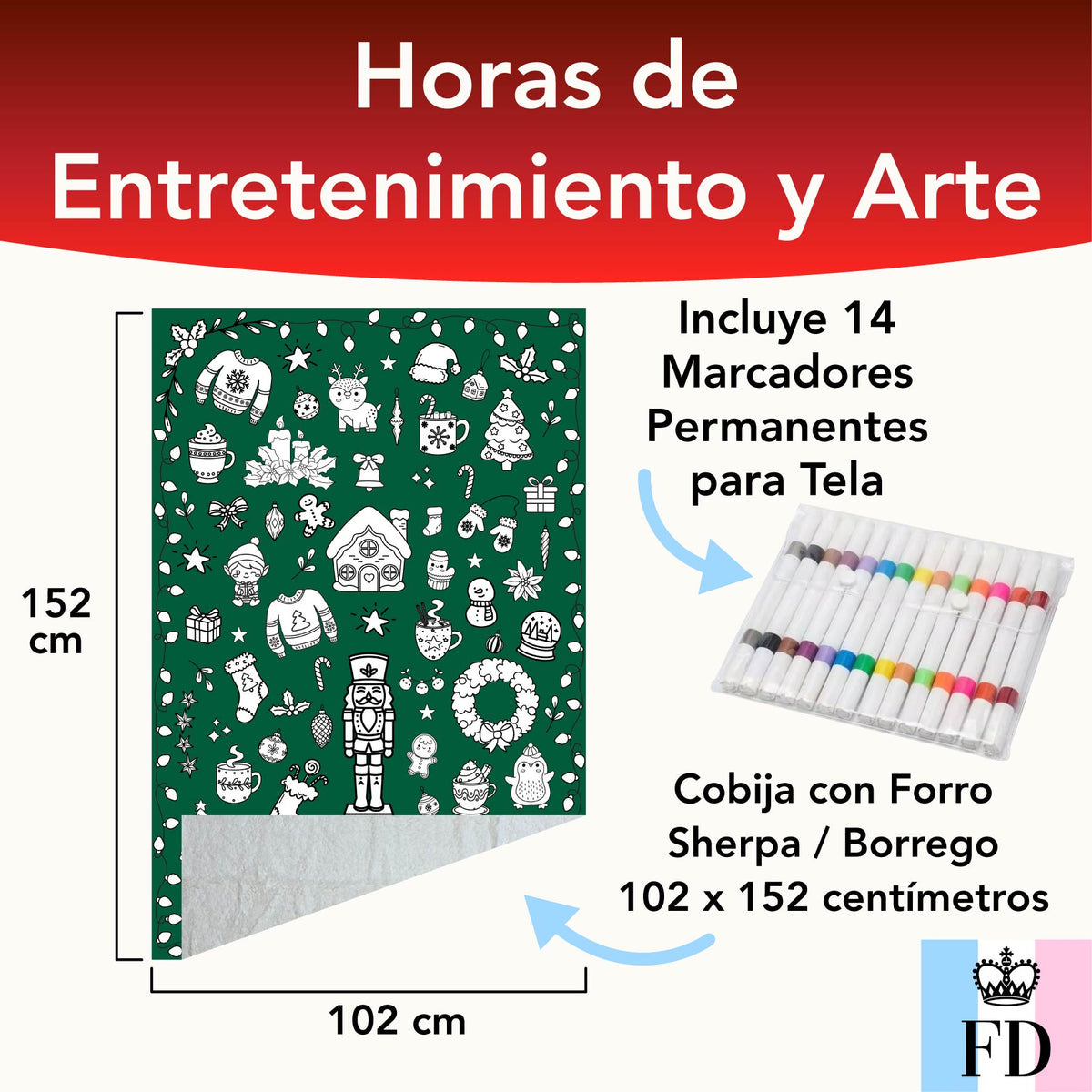 Cobija para Colorear Navideña