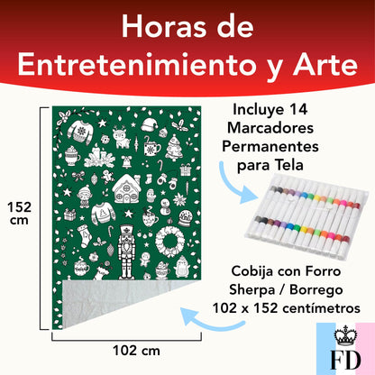 Cobija para Colorear Navideña