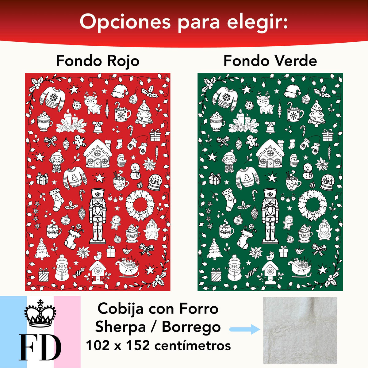 Cobija para Colorear Navideña