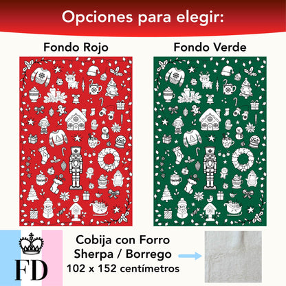 Cobija para Colorear Navideña