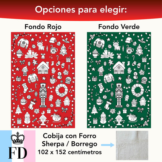 Cobija para Colorear Navideña