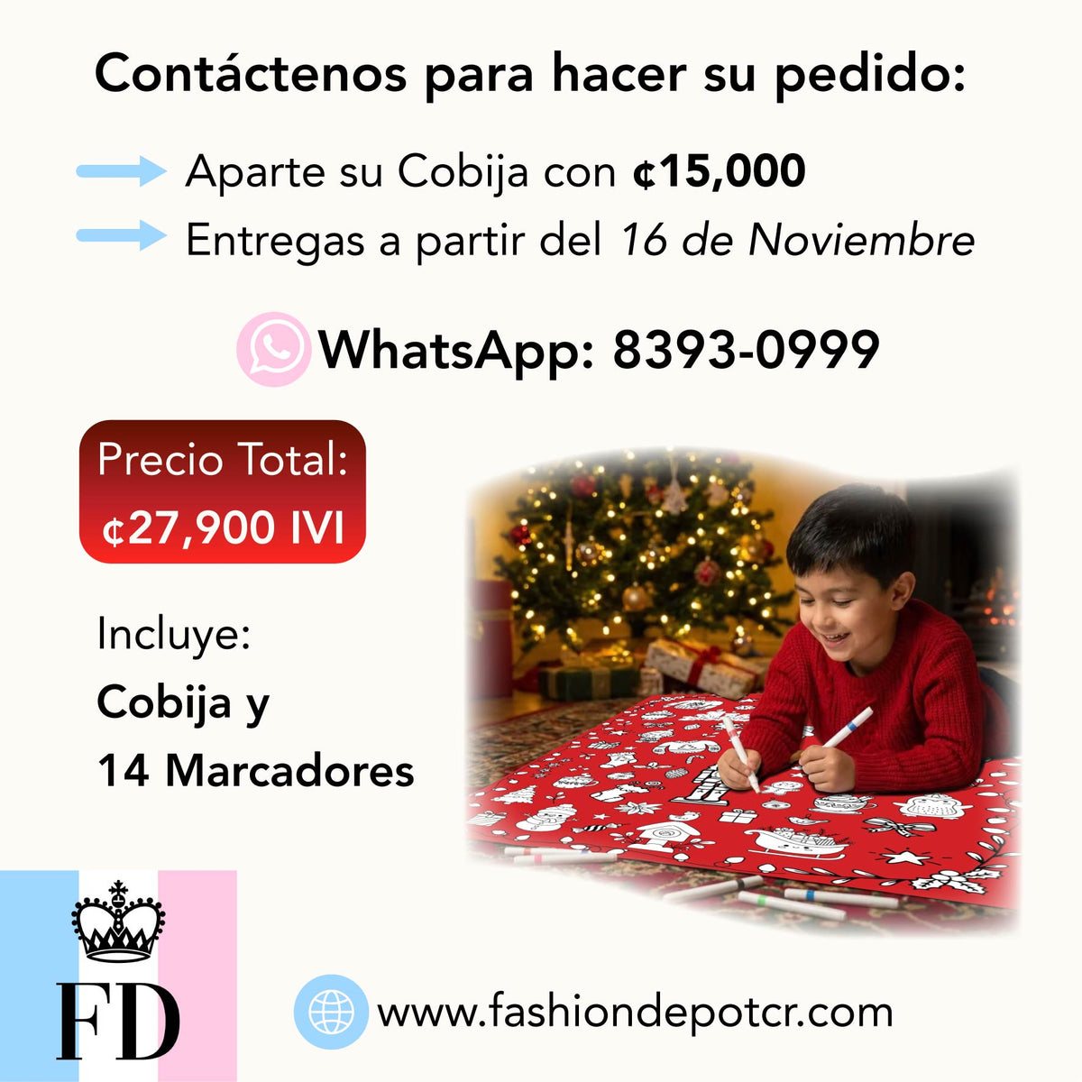 Cobija para Colorear Navideña