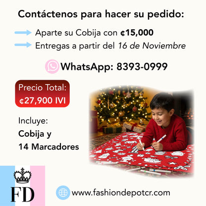 Cobija para Colorear Navideña