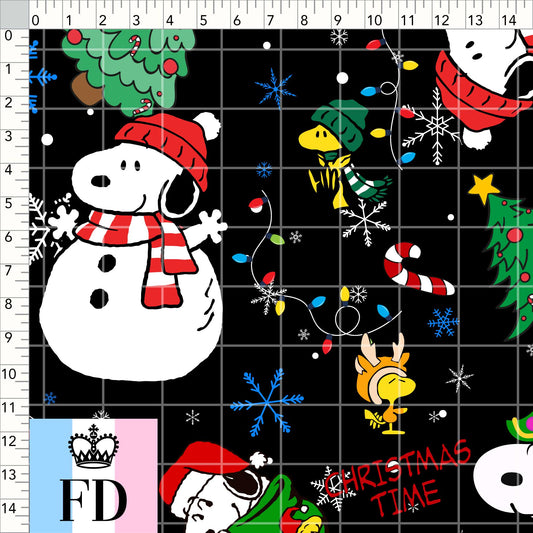 Snoopy & Woodstock Christmas Time Black