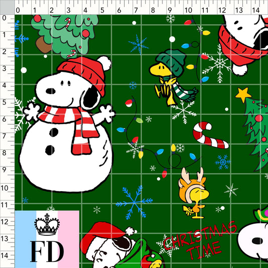 Snoopy & Woodstock Christmas Time Dark Green