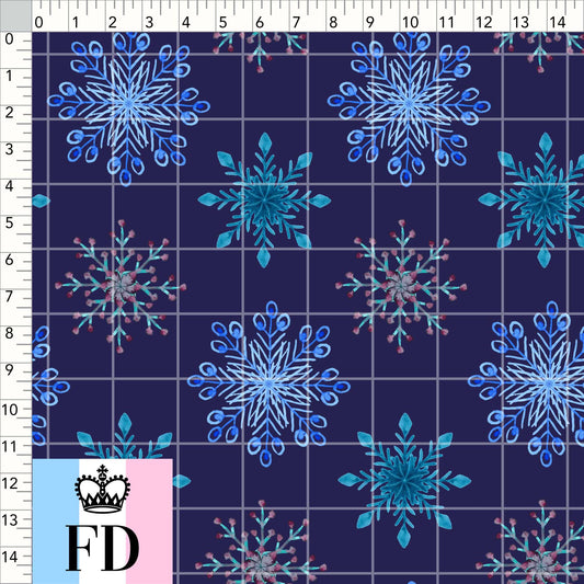 Watercolor Snowflakes Dark Blue