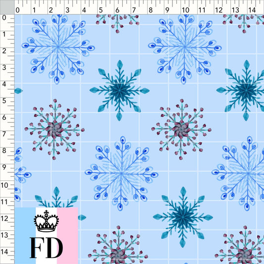 Watercolor Snowflakes Light Blue